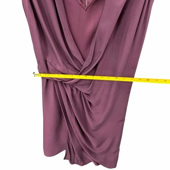 Helmut Lang Molten Drape Twist Front Dress Plum Burgundy Asymmetrical Cocktail 2 - Picture 10 of 16
